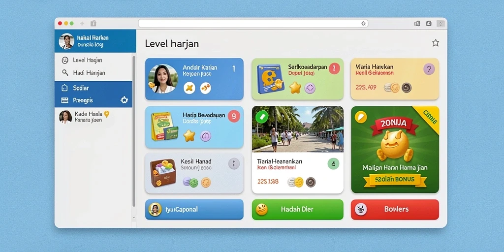 Screenshot menampilkan karakter kelinci yang lucu dan berwarna-warni.